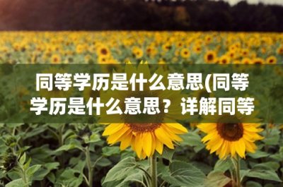 ​同等学历是什么意思(同等学历是什么意思？详解同等学历认定标准及申请流程)